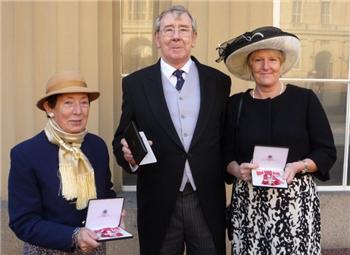 Graham Hall with two other recipients of the MBE at Buckingham Palace - Royal Birthday Honours 2011.