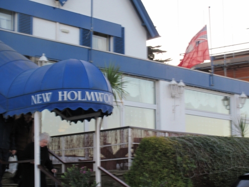 New Holmwood Hotel with Red Ensign at half-mast to honour Richard Carpenter, December 2017